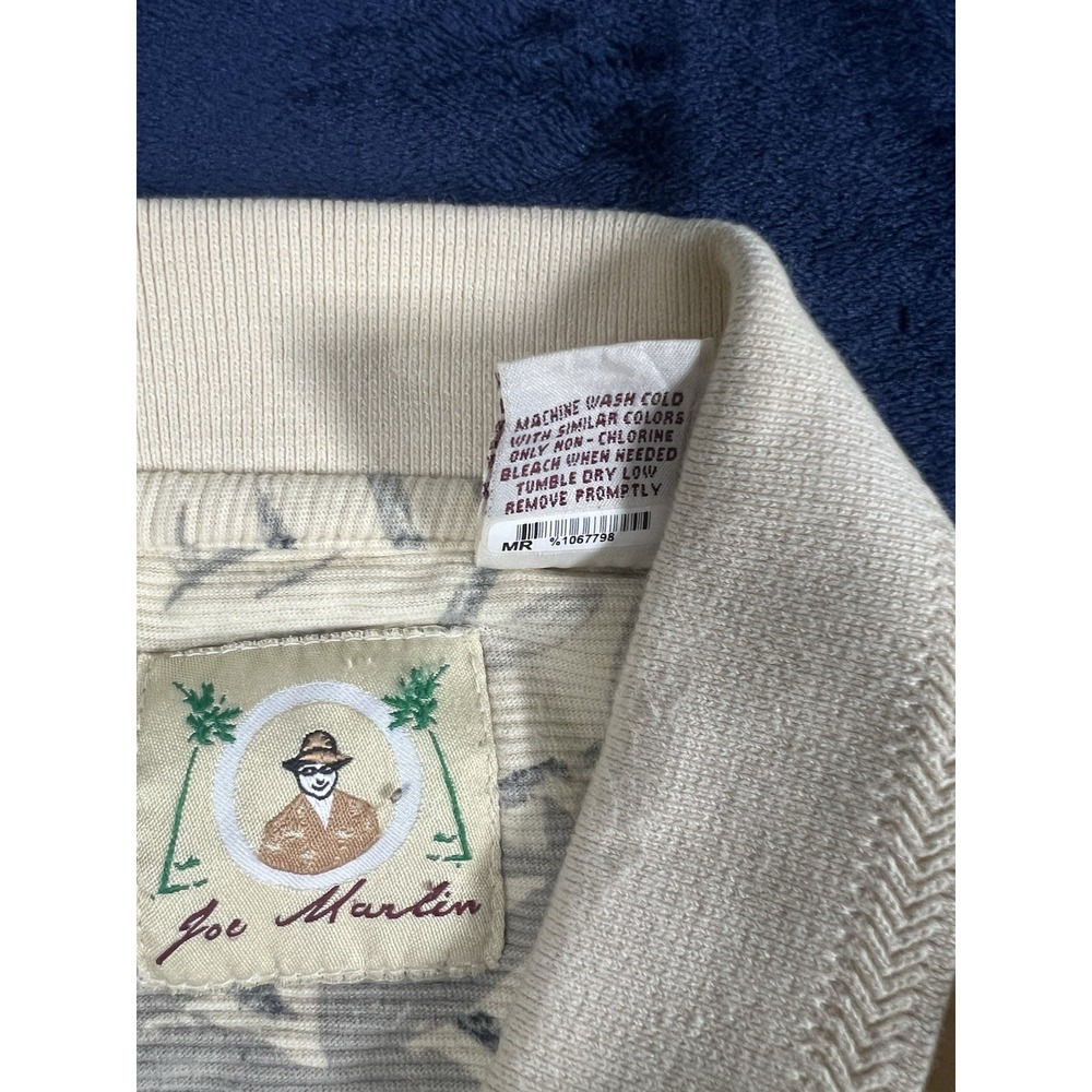 Joe Marlin Polo Shirt Men's Size 2X Ivory Ribbed Cotton Blend Bamboo Print - Picture 9 of 9
